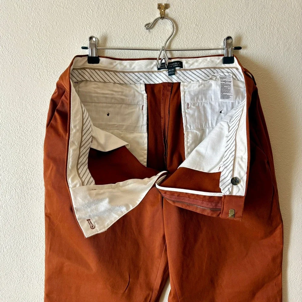 Banana Republic Mason Athletic Tapered Fit Chinos Burnt Sienna Orange 36x30 Mens